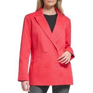 Levis Womens Medium Tailored Peak-Lapel Coral Double-Breasted Cotton Blazer XL
